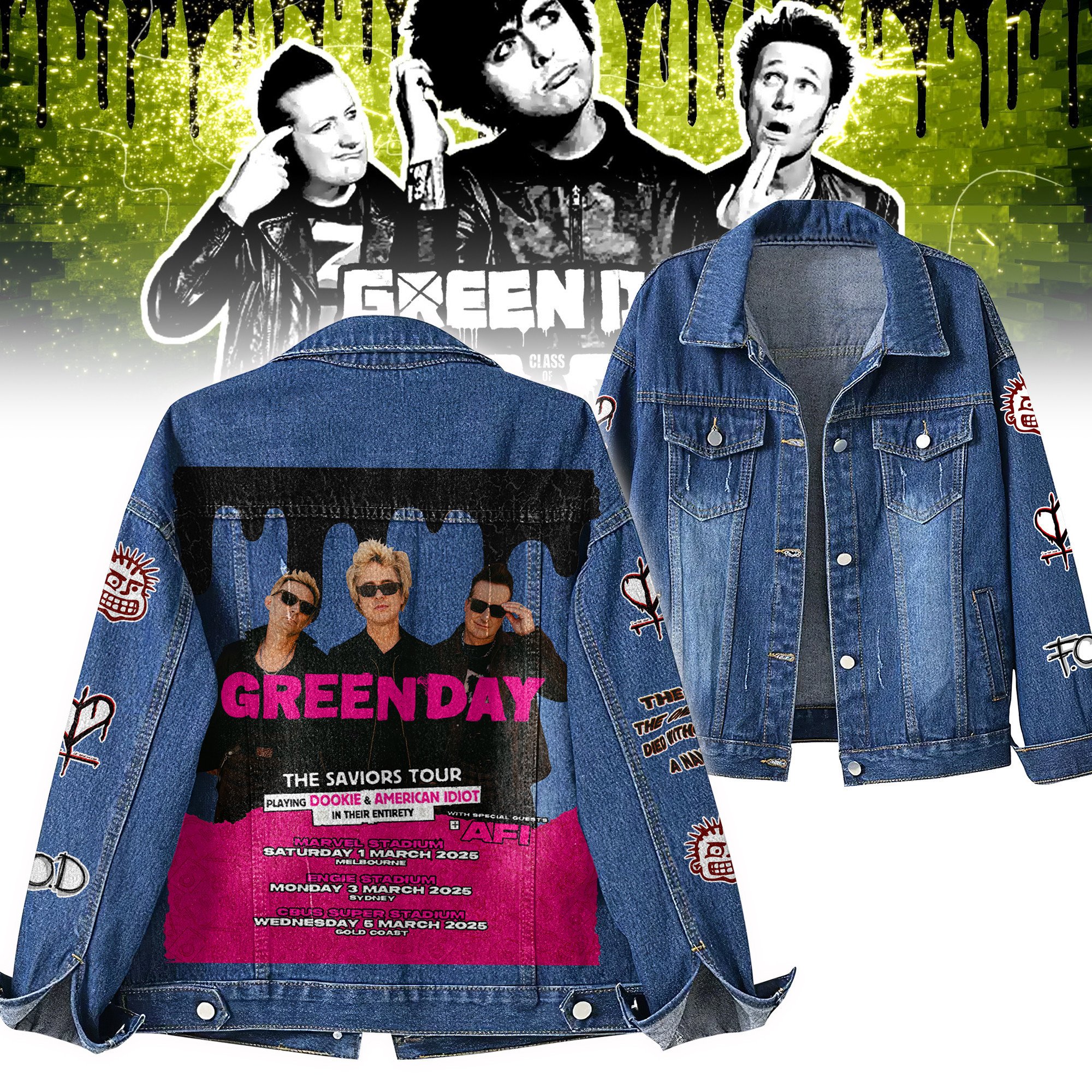 Sportswearmerch Green Day Denim Jacket Gift For Fans