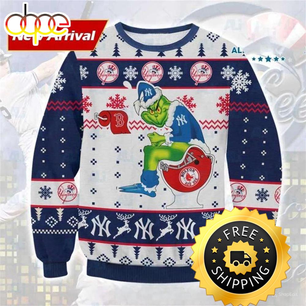 Sportswearmerch Grinch x New York Yankees MLB Ugly Christmas Sweater For Fan