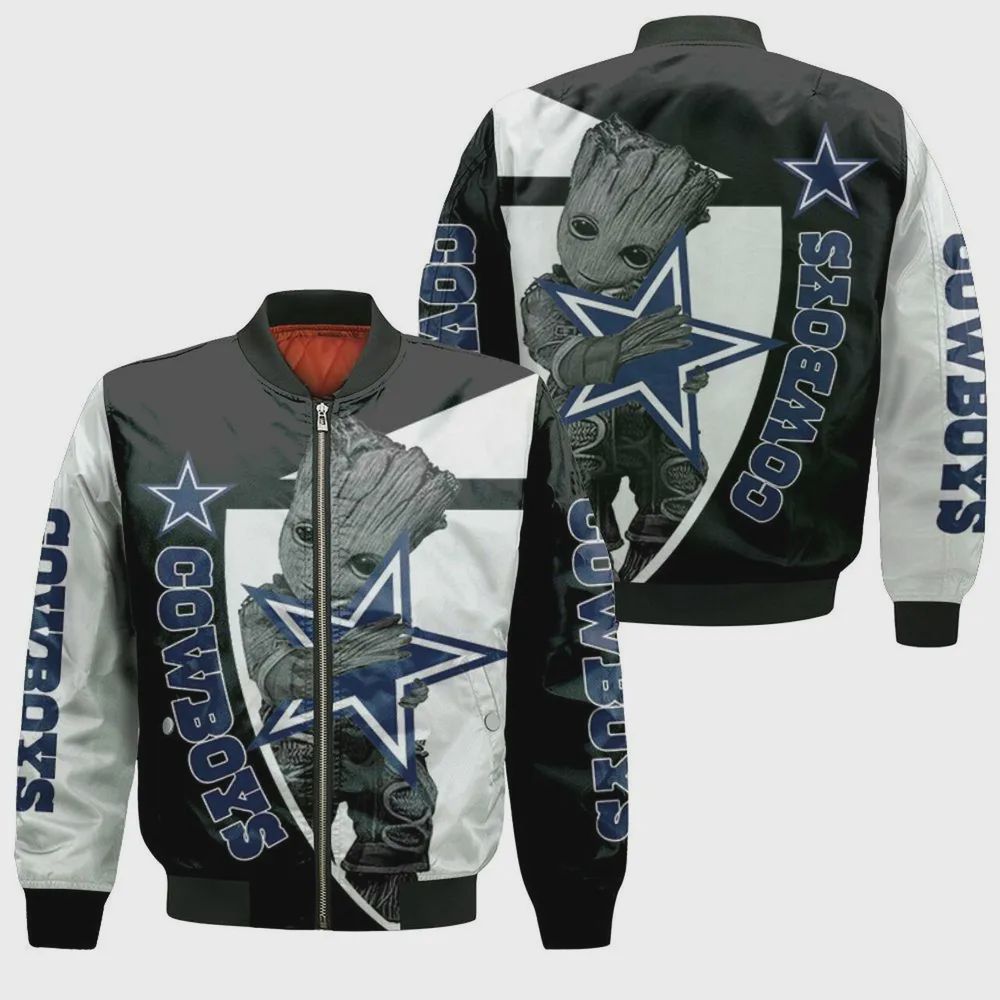 Sportswearmerch Groot Hug Dallas Cowboys NFL Bomber Jacket For Fan