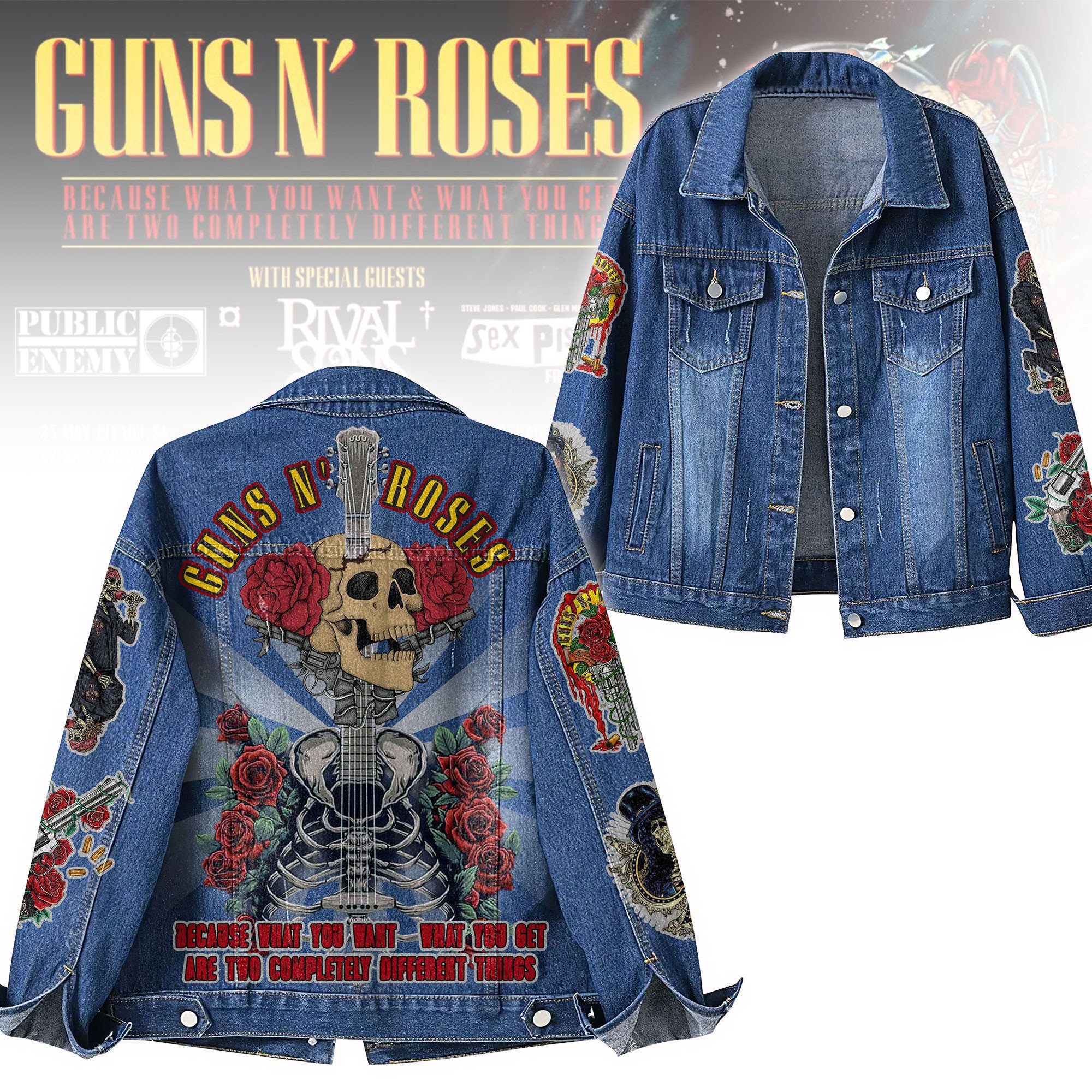 Sportswearmerch Guns N' Roses Denim Jacket Gift For Fans