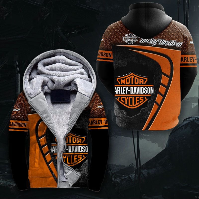 Sportswearmerch Harley Davidson Motorcycle Personalized Fashion Fleece Zip Hoodie Jacket For Fan