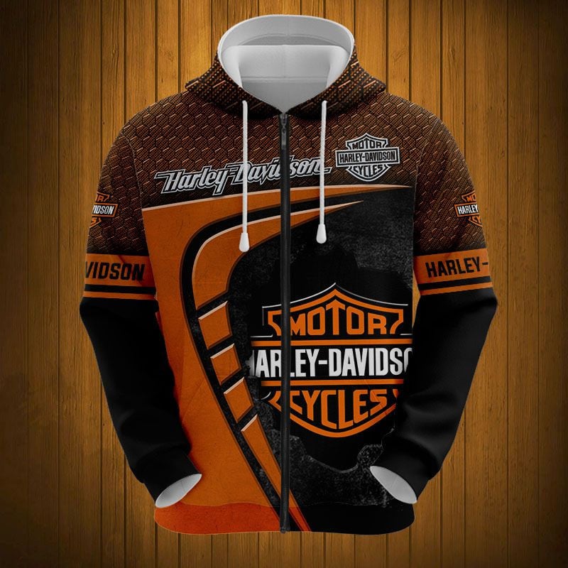 Sportswearmerch Harley Davidson Motorcycle Personalized Fashion Zip Hoodie For Fan