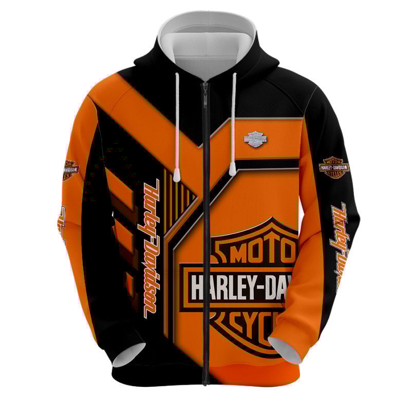 Sportswearmerch Harley Davidson Motorcycle Personalized Fashion Zip Hoodie For Fan