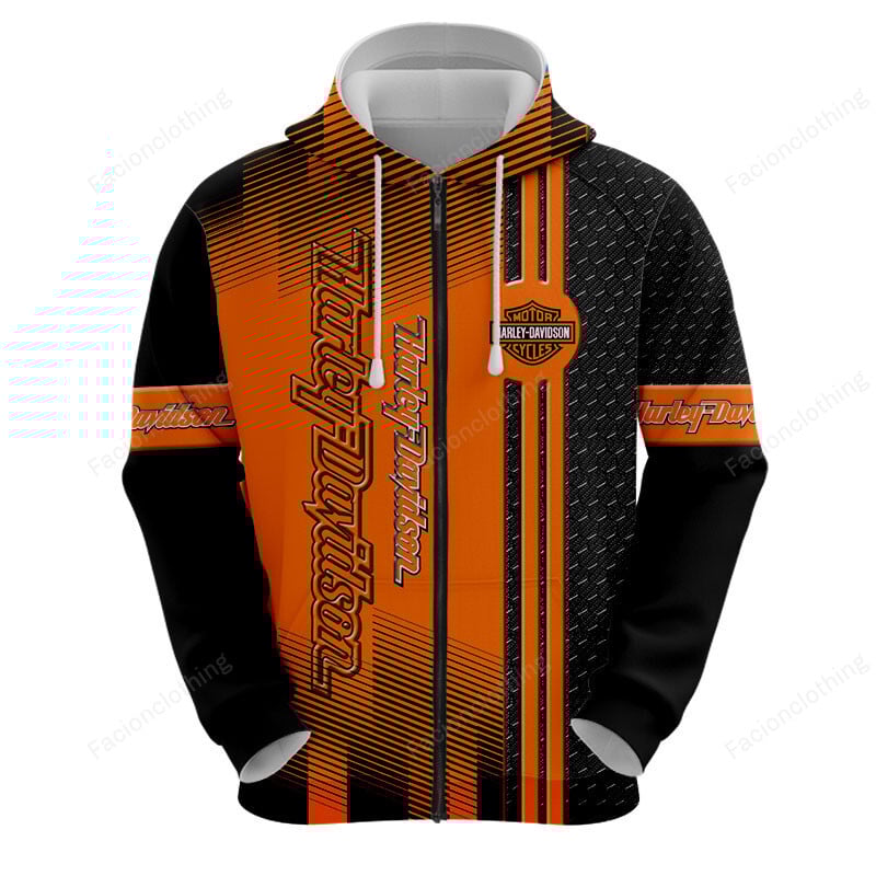 Sportswearmerch Harley Davidson Motorcycle Personalized Fashion Zip Hoodie For Fan