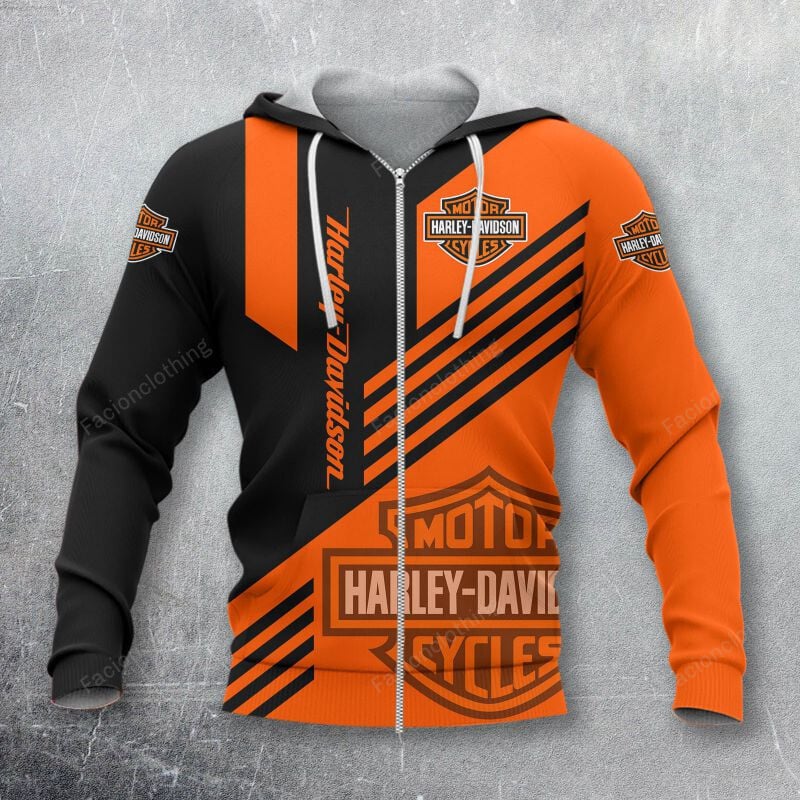 Sportswearmerch Harley Davidson Motorcycle Personalized Zip Hoodie For Fan