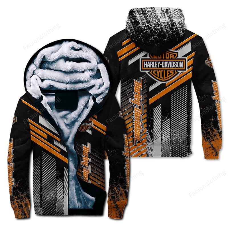 Sportswearmerch Harley-Davidson Motorcycle Personalized Zip Hoodie Velvet Hoodie For Fan