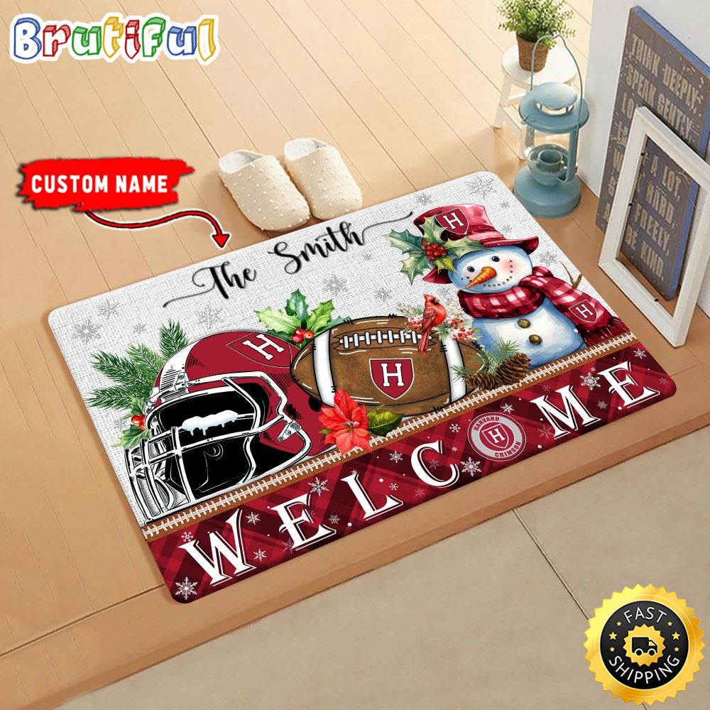Sportswearmerch Harvard Crimson NCAA Christmas Doormat For Fan