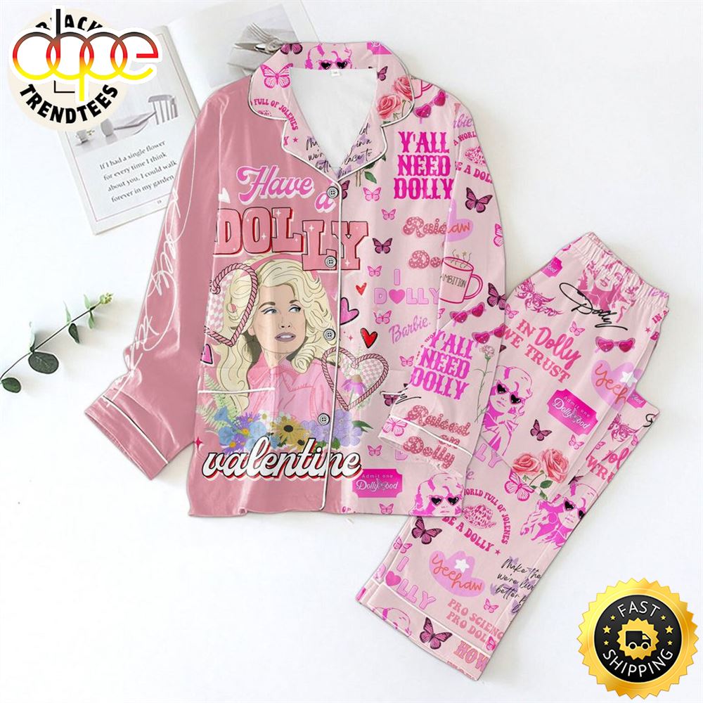Sportswearmerch Have A Dolly Valentine Portrait Pink Design Christmas Personalized Pajamas For Fan