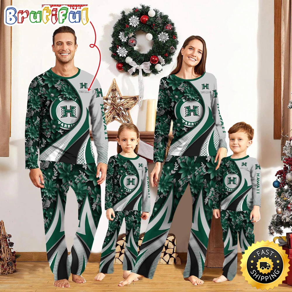 Sportswearmerch Hawai'i Rainbow Warriors NCAA Flower Personalized Pajamas Family For Fan