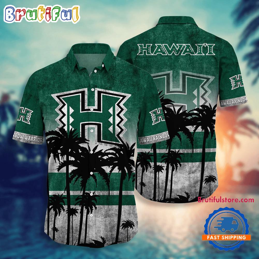 Sportswearmerch Hawai'i Rainbow Warriors NCAA Palm Tree Summer Beach Personalized Hawaiian Shirt For Fan