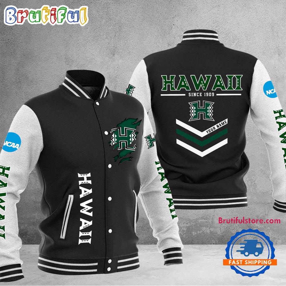 Sportswearmerch Hawai'i Rainbow Warriors NCAA Personalized Personalized Baseball Jacket For Fan