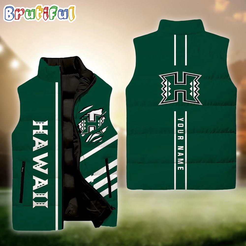 Sportswearmerch Hawai'i Rainbow Warriors NCAA Personalized Sleeveless Down Puffer Jacket For Fan