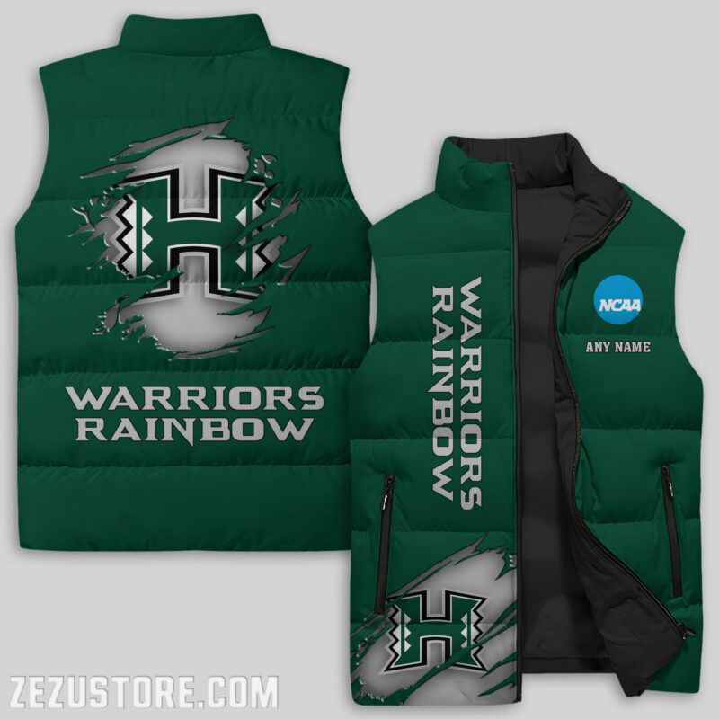 Sportswearmerch Hawaii Rainbow Warriors NCAA Sleeveless Puffer Jacket For Fans