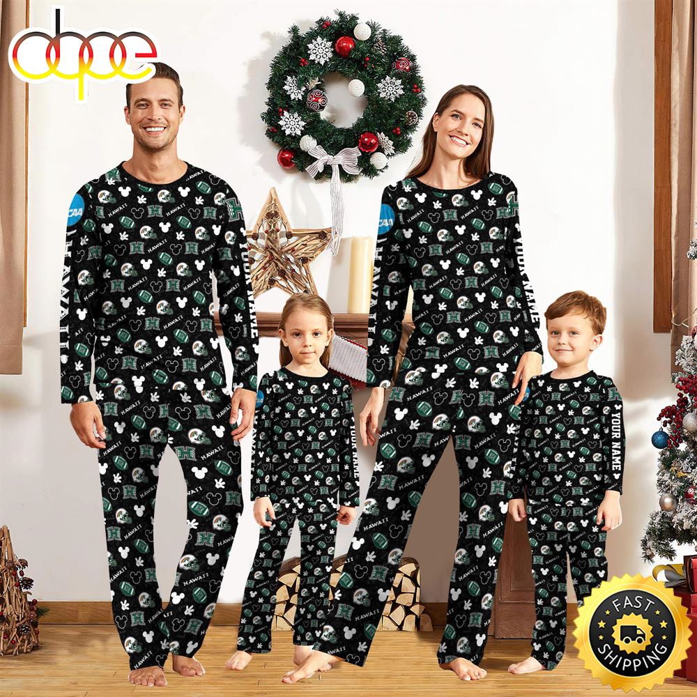 Sportswearmerch Hawai'i Rainbow Warriors NCAA x Mickey Mouse Personalized Pajamas Family For Fan