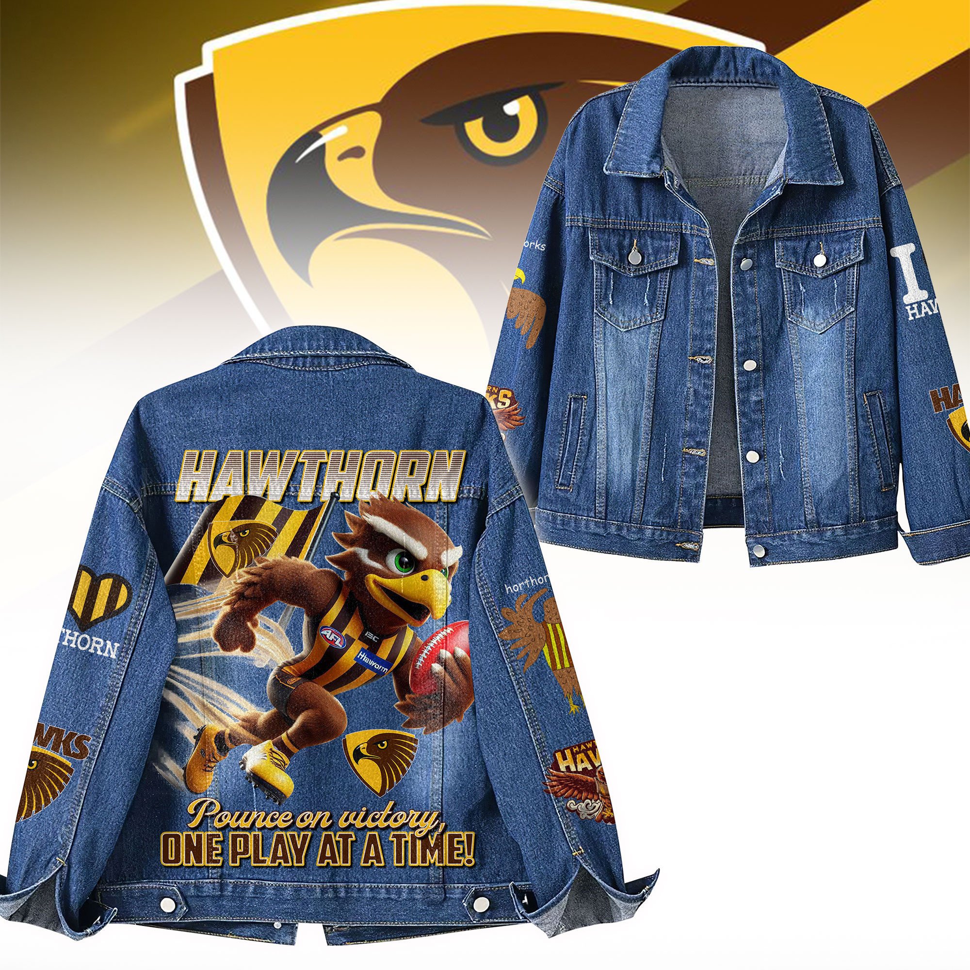 Sportswearmerch  Hawthorn Football Club Denim Jacket Gift For Fans