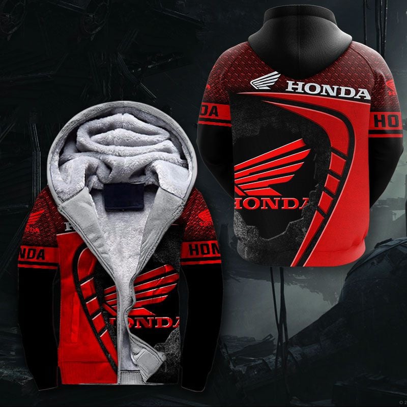 Sportswearmerch Honda Motorcycle Personalized Fashion Fleece Zip Hoodie Jacket For Fan