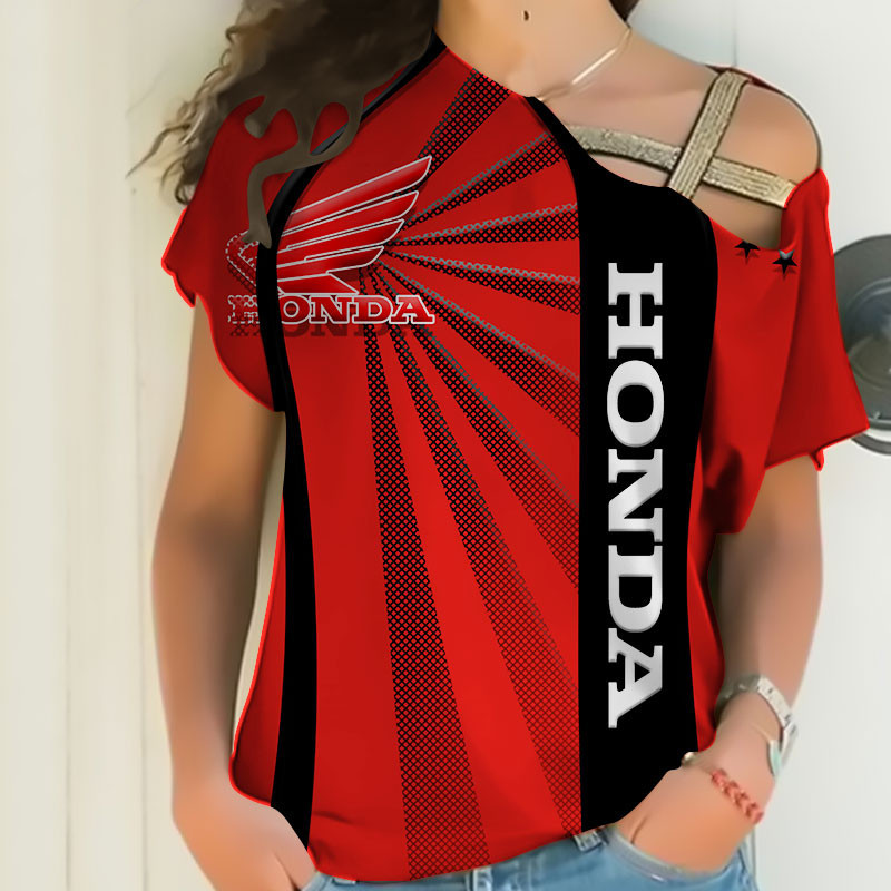 Sportswearmerch Honda Motorcycle Personalized Fashion Strapless Short Sleeve For Fan