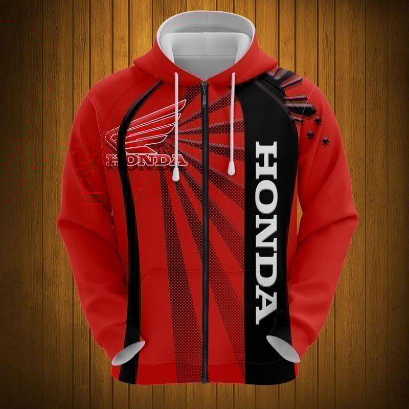 Sportswearmerch Honda Motorcycle Personalized Fashion Zip Hoodie For Fan