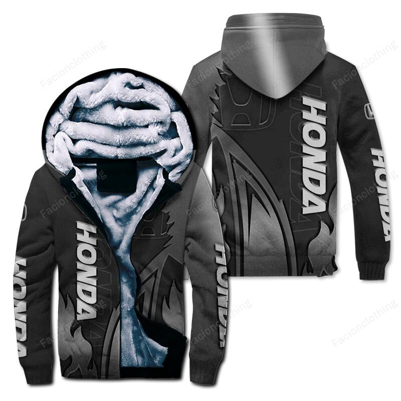 Sportswearmerch Honda Motorcycle Personalized Zip Hoodie Velvet Hoodie For Fan
