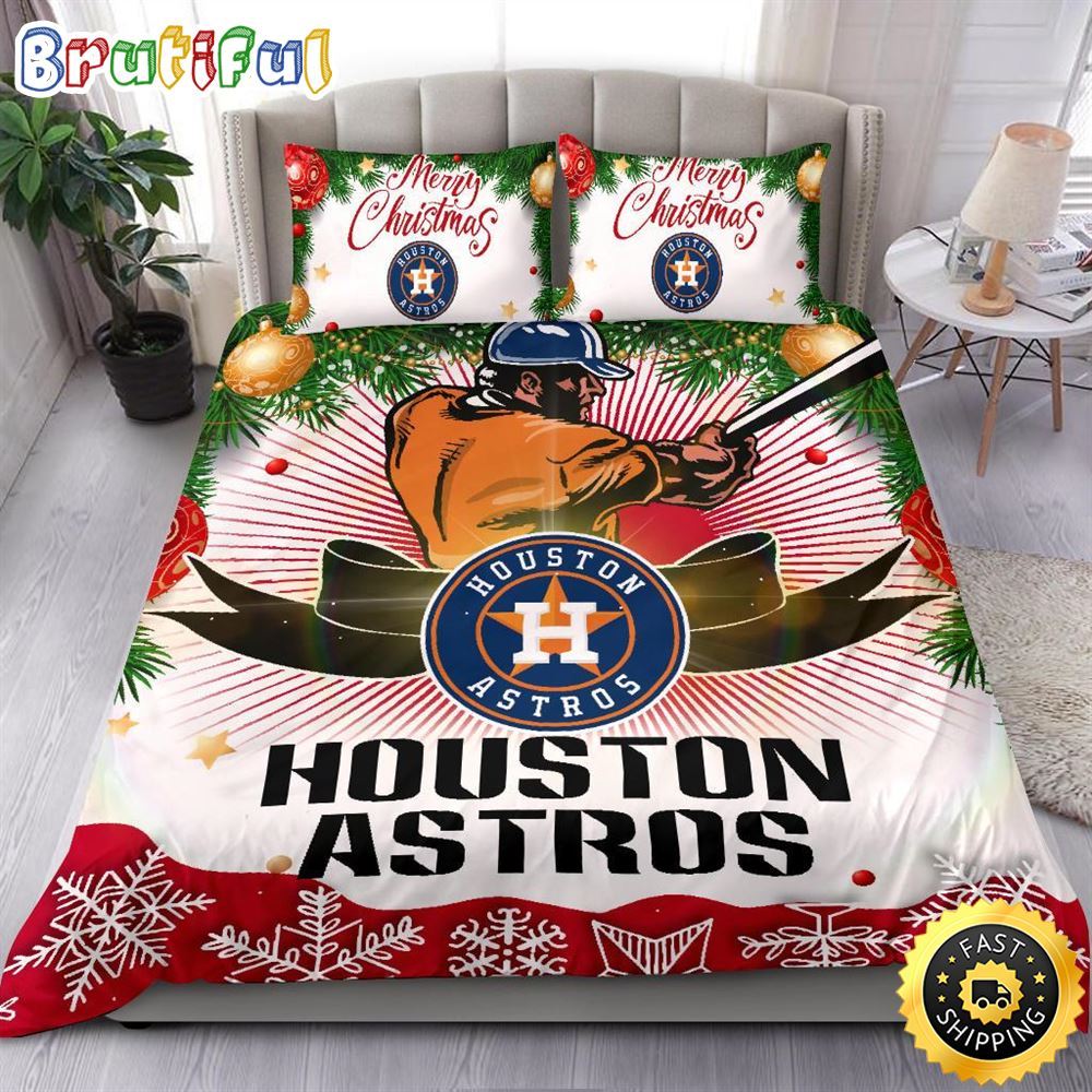 Sportswearmerch Houston Astros MLB Christmas Bedding Sets Merry For Fan