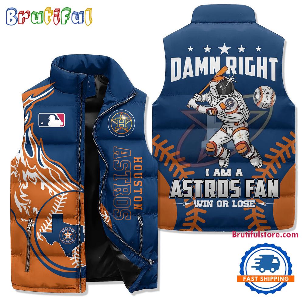 Sportswearmerch Houston Astros MLB Sleeveless Puffer Jacket For Fan