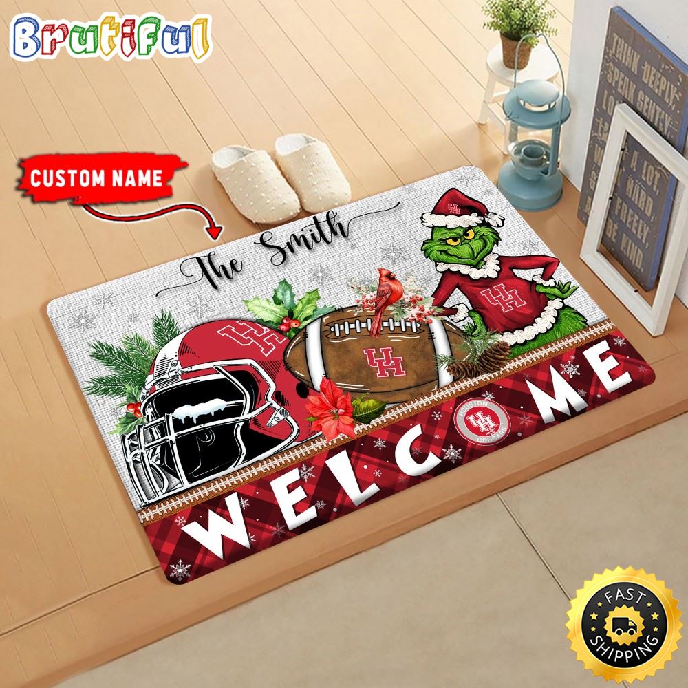 Sportswearmerch Houston Cougars NCAA Grinch Christmas Doormat For Fan