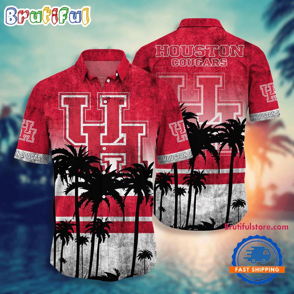 Sportswearmerch Houston Cougars NCAA Palm Tree Summer Beach Personalized Hawaiian Shirt For Fan