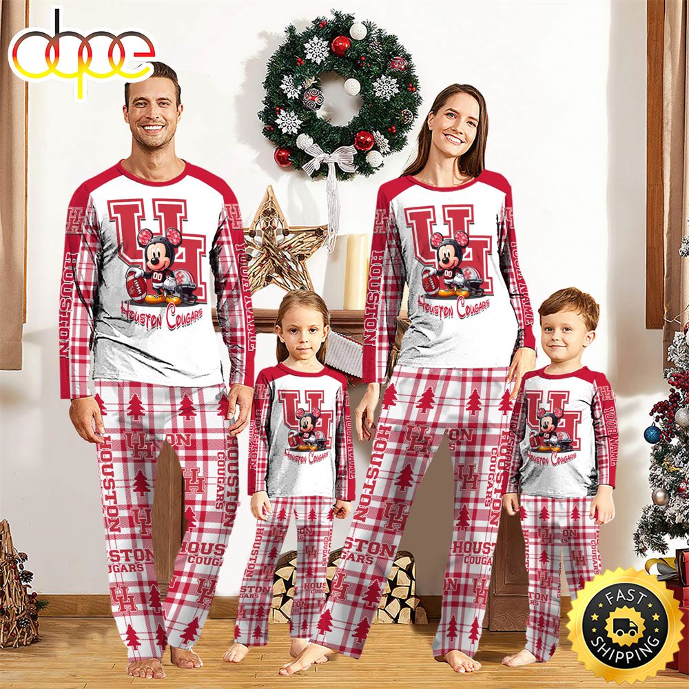 Sportswearmerch Houston Cougars NCAA x Mickey Mouse Personalized Pajamas Family For Fan