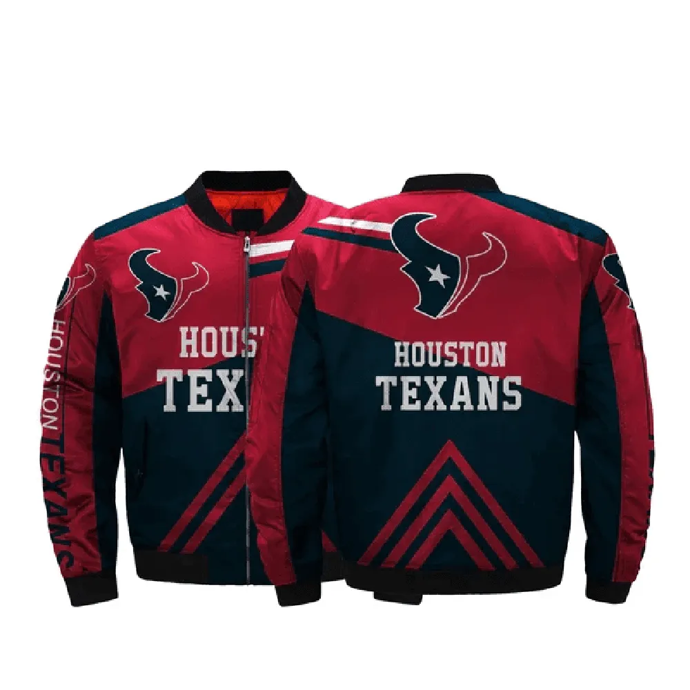 Sportswearmerch Houston Houston Texans NFL Pattern Bomber Jacket For Fan