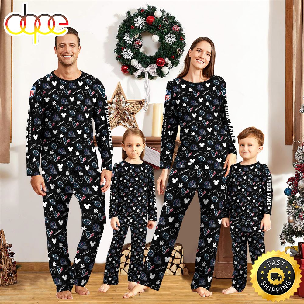 Sportswearmerch Houston Texans NFL And x Mickey Mouse Personalized Pajamas Family For Fan