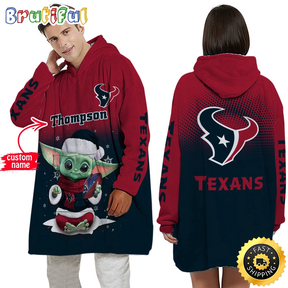 Sportswearmerch Houston Texans NFL Baby Yoda Lover Personalized Blaket Hoodie For Fan