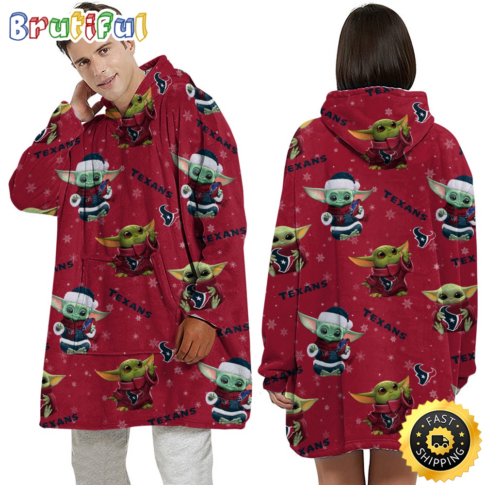 Sportswearmerch Houston Texans NFL Baby Yoda Personalized Blaket Hoodie For Fan