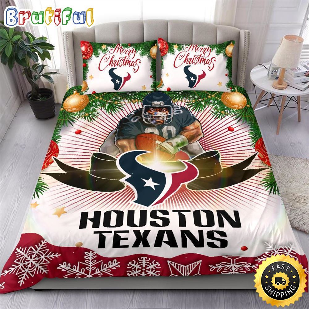 Sportswearmerch Houston Texans NFL Christmas Bedding Sets Merry For Fan