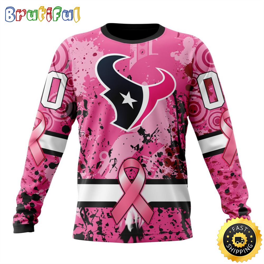 Sportswearmerch Houston Texans NFL Crewneck Breast Cancer Personalized Sweater For Fan