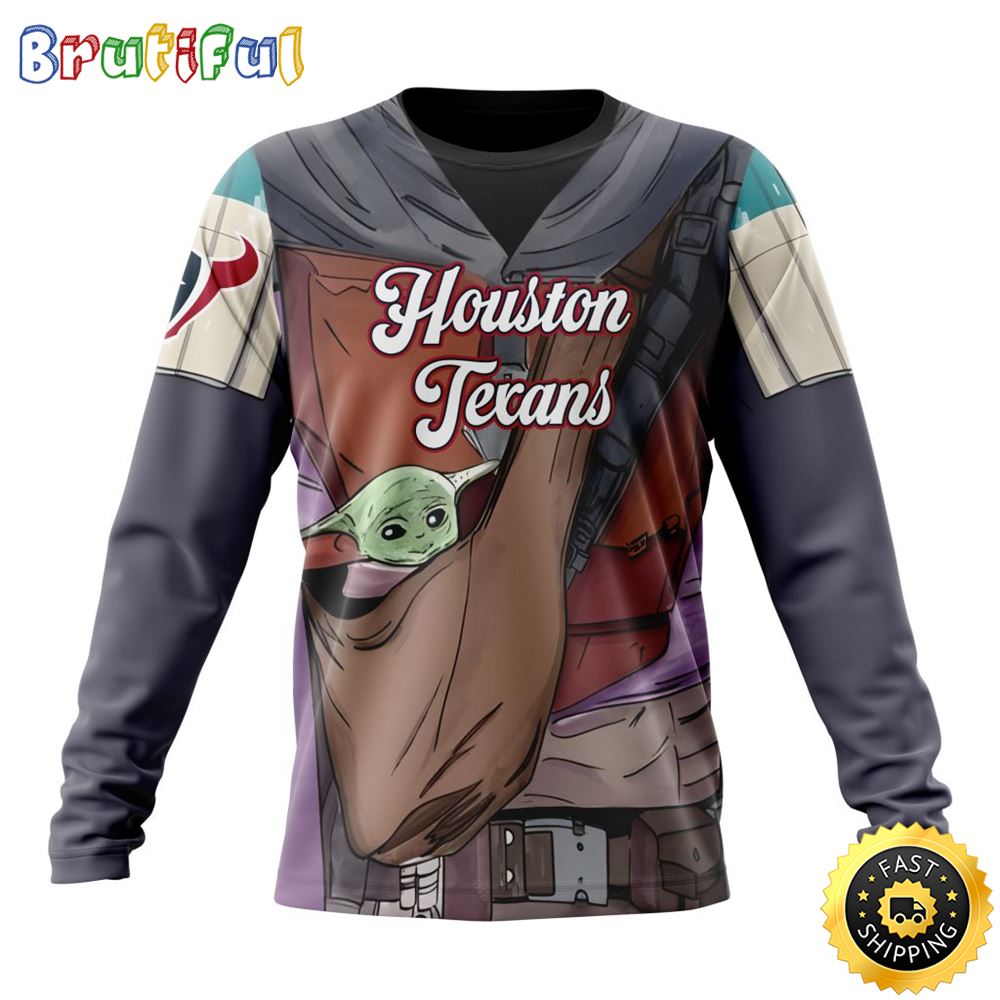 Sportswearmerch Houston Texans NFL Crewneck Mandalorian And Baby Yoda Personalized Sweater For Fan