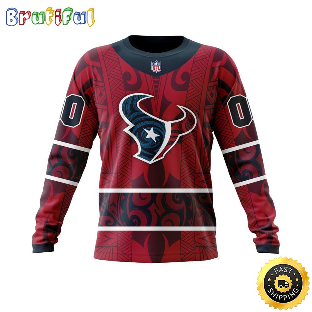 Sportswearmerch Houston Texans NFL Crewneck Native With Samoa Culture Personalized Sweater For Fan