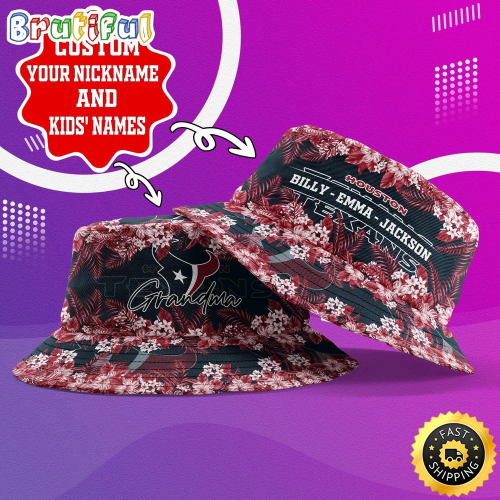 Sportswearmerch Houston Texans NFL Floral Pattern Personalized Bucket Hat For Fan