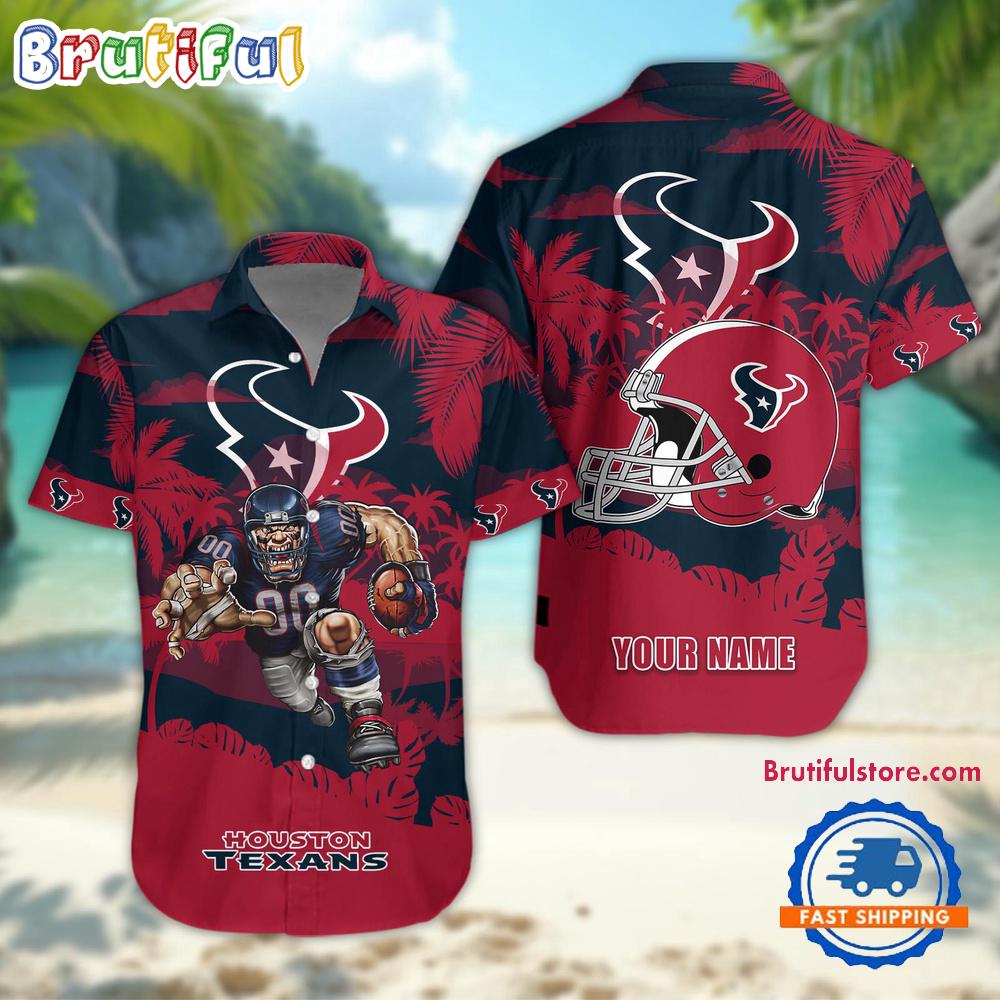 Sportswearmerch Houston Texans NFL Football Mascot Summer Personalized Hawaiian Shirt For Fan