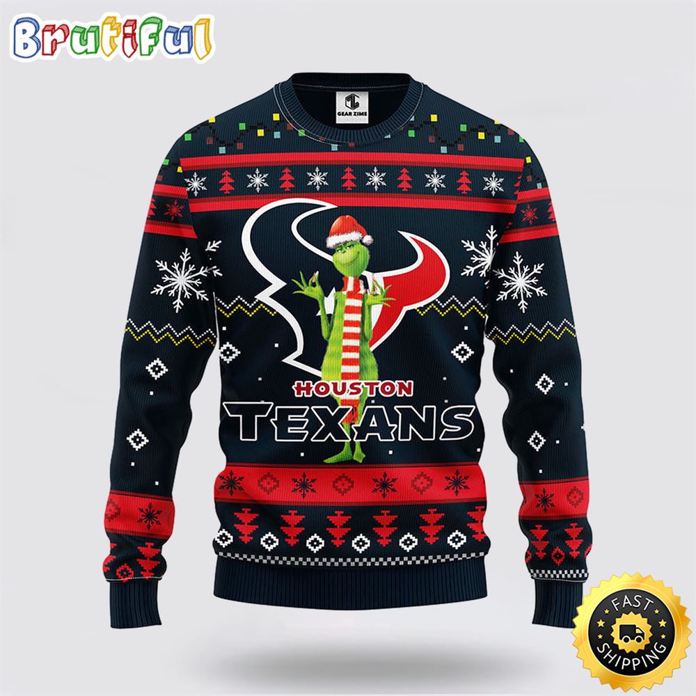 Sportswearmerch Houston Texans NFL Funny Grinch Ugly Christmas Sweater For Fan