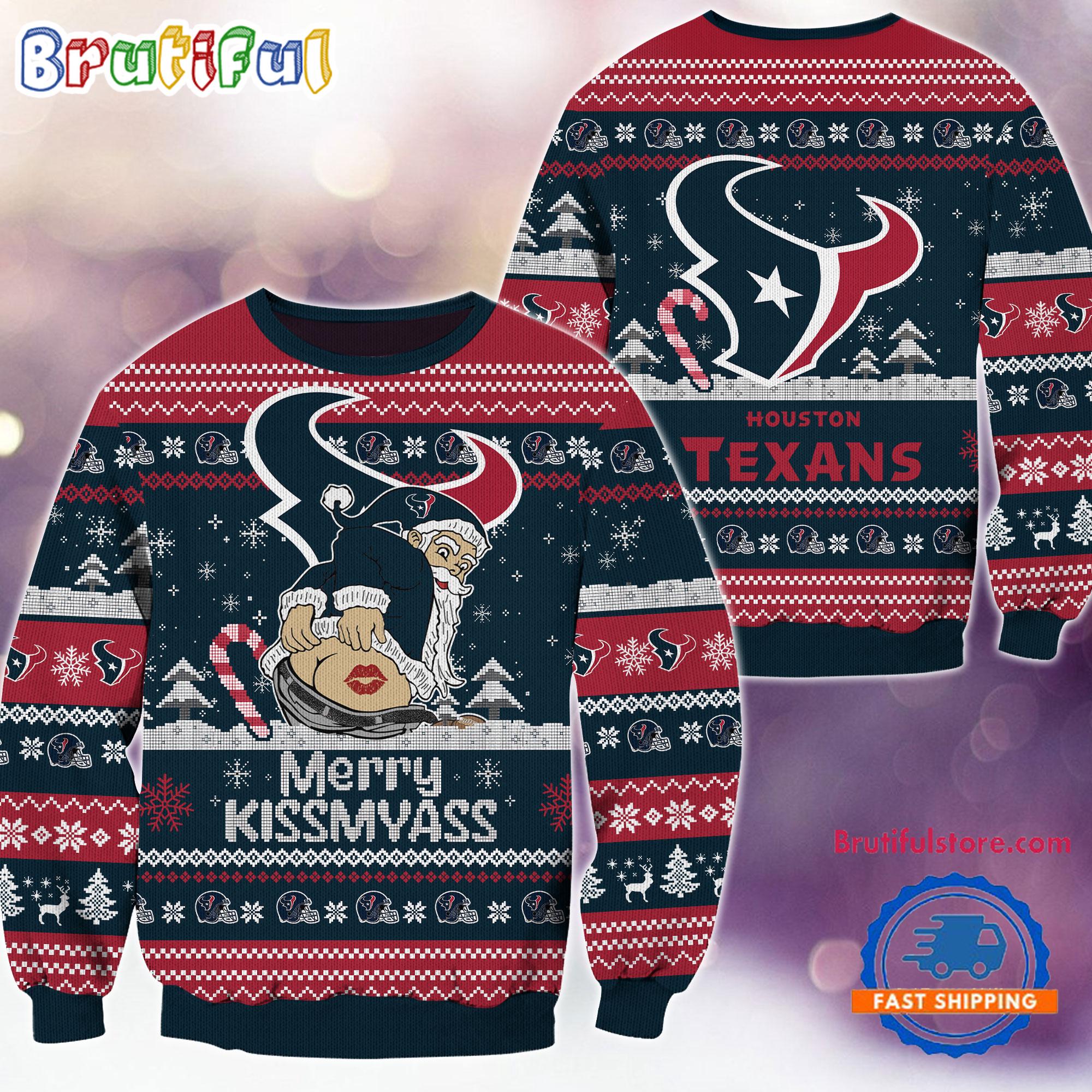 Sportswearmerch Houston Texans NFL Funny Santa Claus Christmas Sweater For Fan