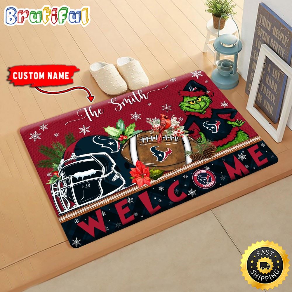 Sportswearmerch Houston Texans NFL Grinch Christmas Doormat For Fan