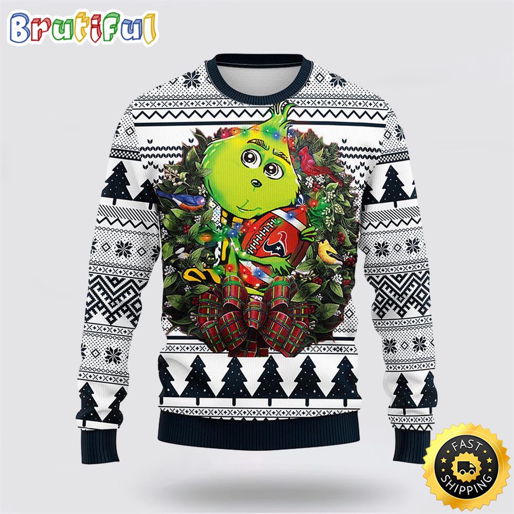 Sportswearmerch Houston Texans NFL Grinch Hug Ugly Christmas Sweater For Fan