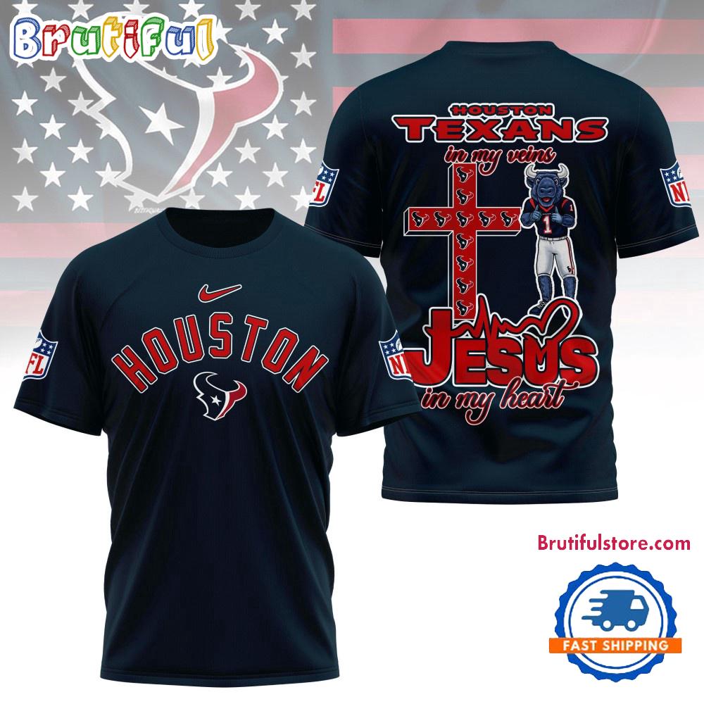 Sportswearmerch Houston Texans NFL In My Veins In My Heart T-Shirt For Fan