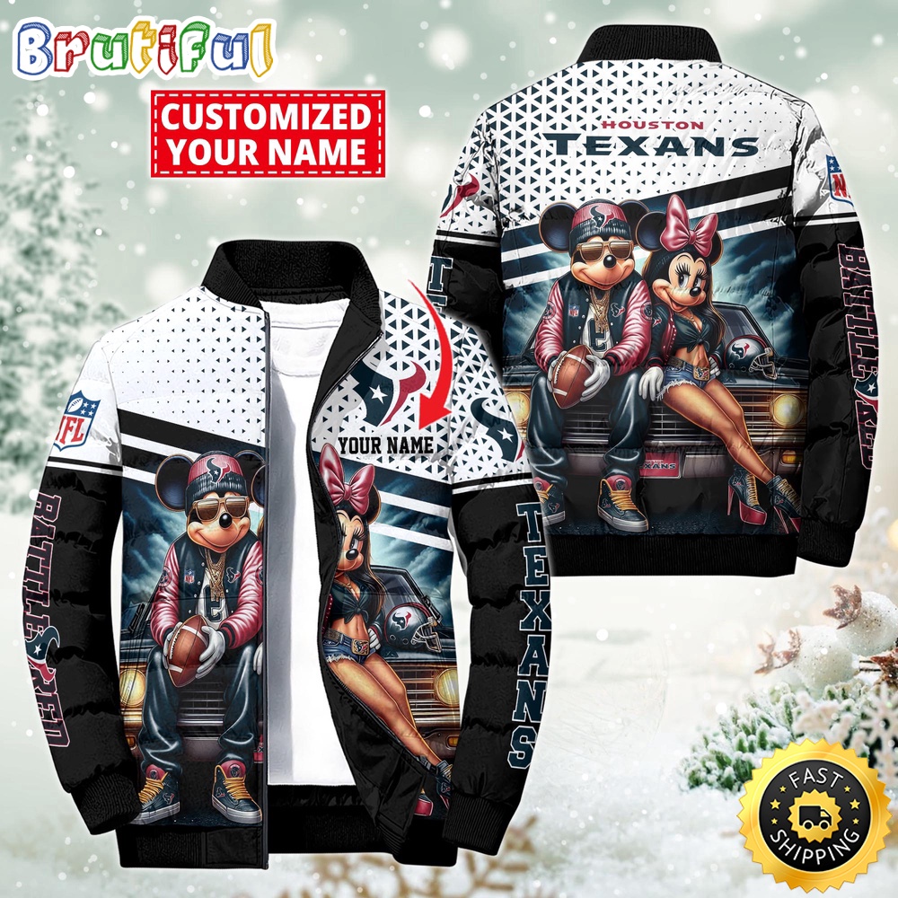 Sportswearmerch Houston Texans NFL Mickey Minnie Puffer Jacket For Fan