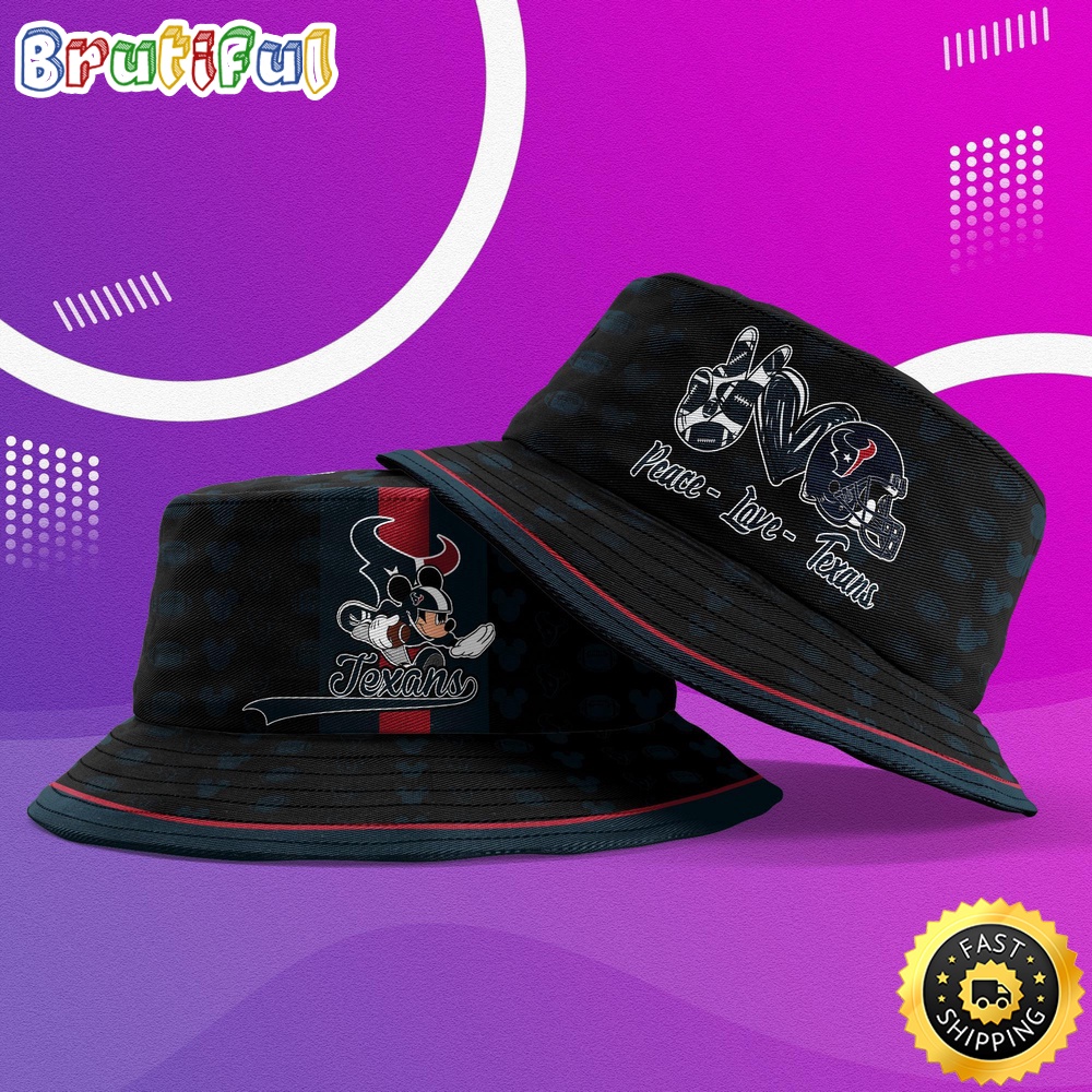 Sportswearmerch Houston Texans NFL Mickey Mouse Personalized Bucket Hat For Fan