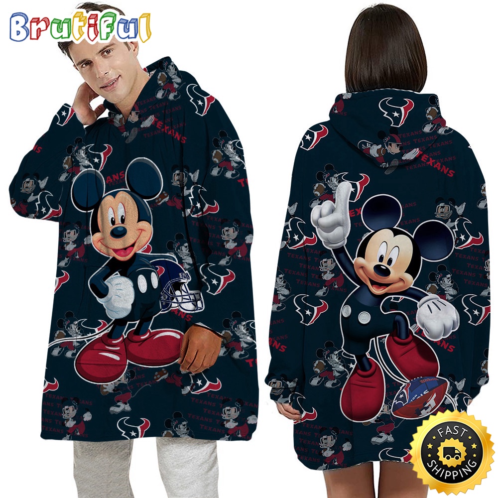 Sportswearmerch Houston Texans NFL Mouse Lover Personalized Blaket Hoodie For Fan