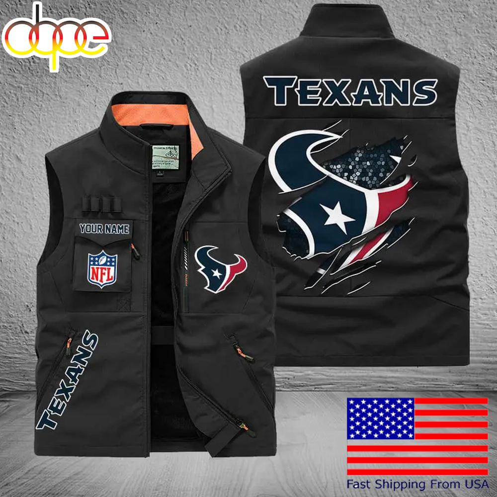 Sportswearmerch Houston Texans NFL On Back Personalized Pocket Vest For Fan