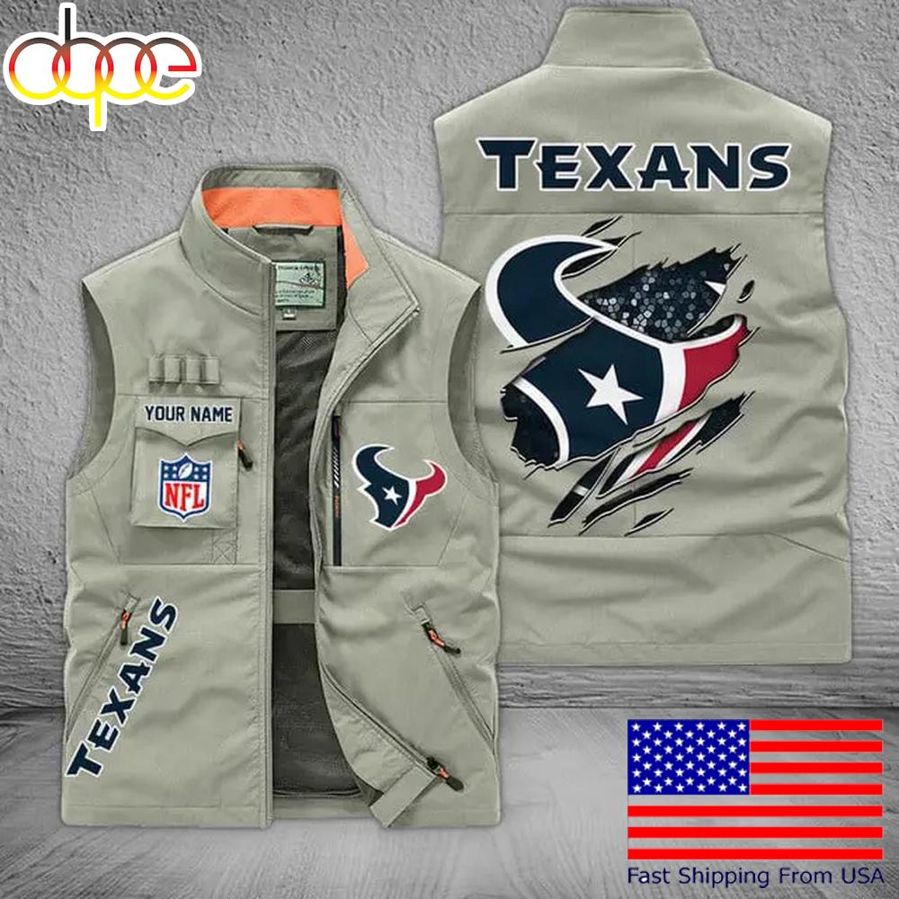 Sportswearmerch Houston Texans NFL On Back Personalized Pocket Vest For Fan