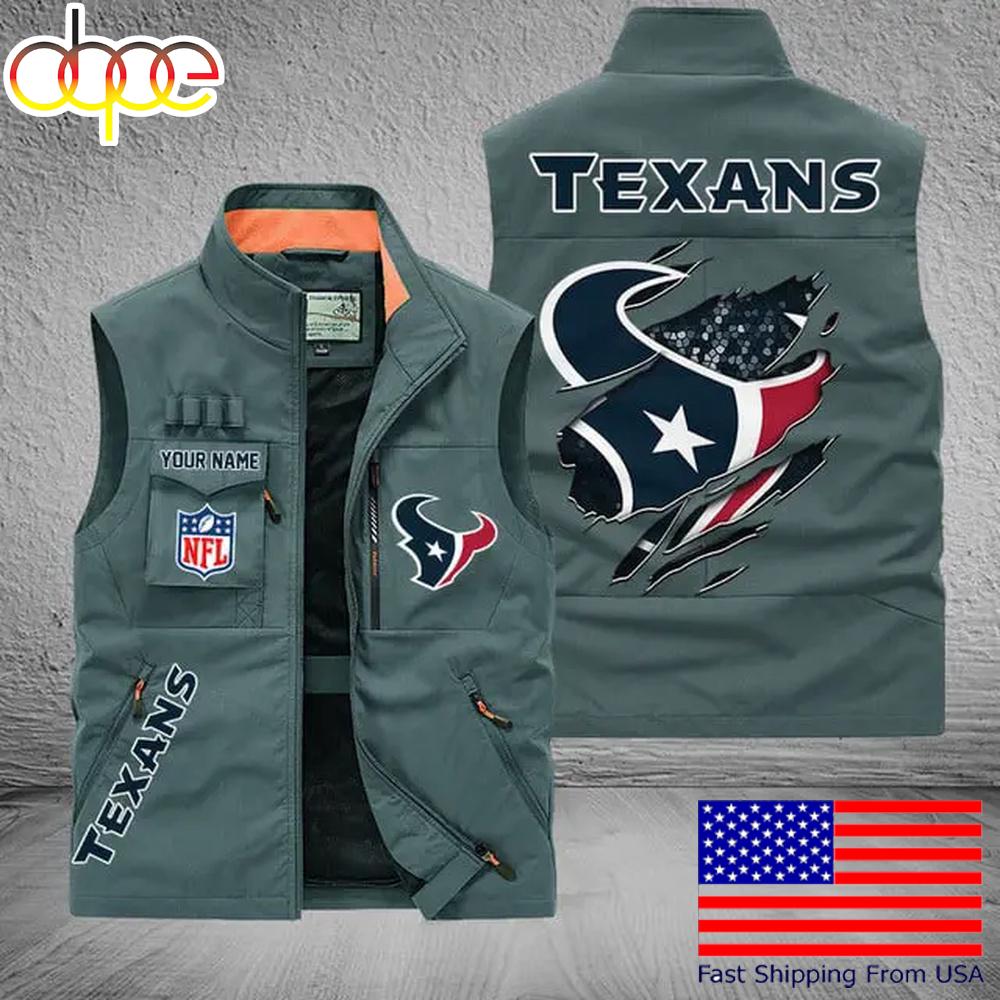 Sportswearmerch Houston Texans NFL On Back Personalized Pocket Vest For Fan