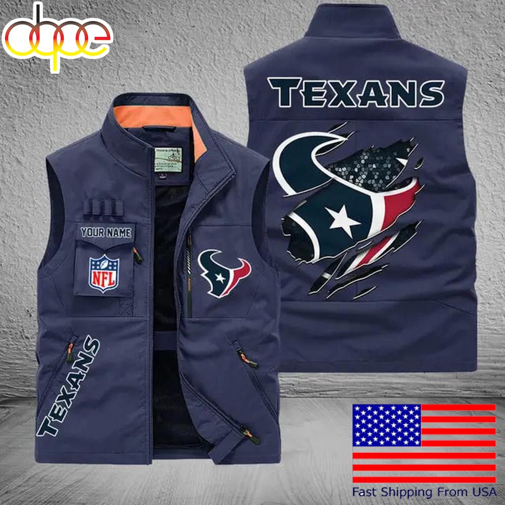 Sportswearmerch Houston Texans NFL On Back Personalized Pocket Vest For Fan